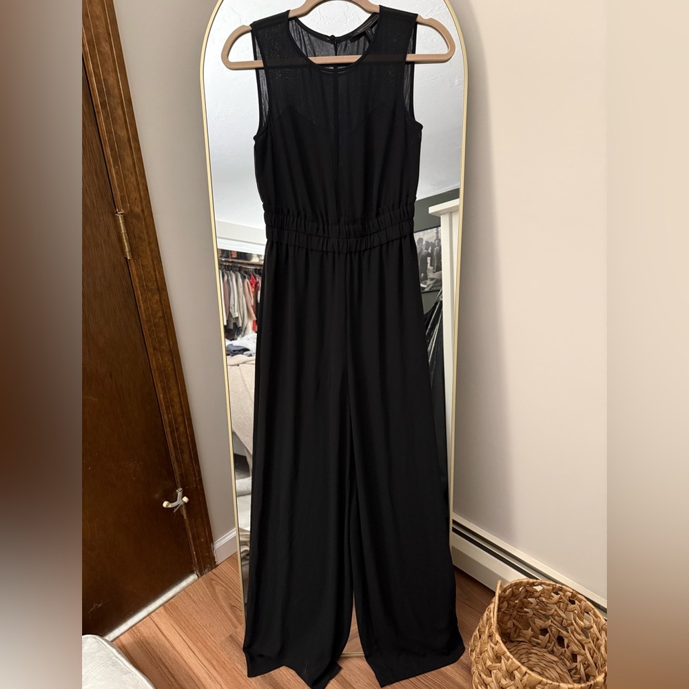 BCBGMaxAzria Black Sleeveless Wide-Leg Jumpsuit with Elastic Waist